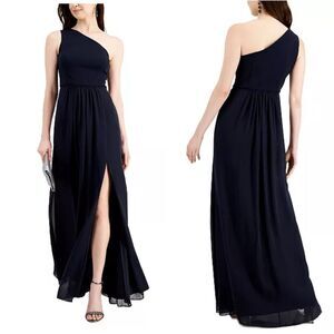 NWOT Adrianna Papell Elegant Navy One-Shoulder Evening Dress